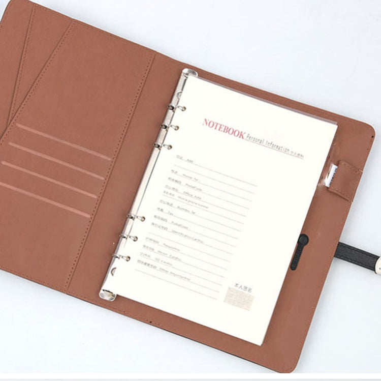 Creative Magnetic Buckle U Disk Notebook PU Leather Loose-Leaf Notebook Office Notebook, Specification: With 8G U Disk
