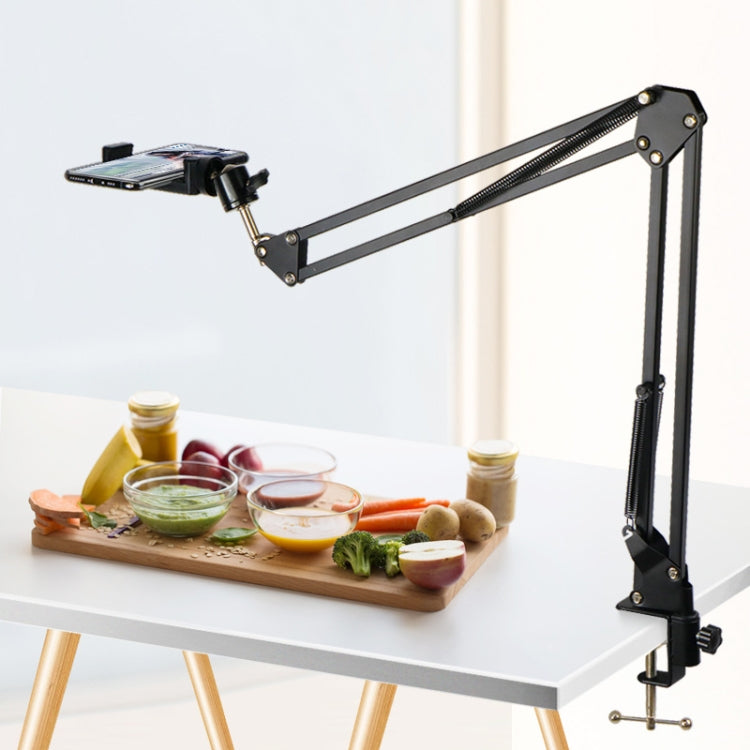 FP12 10 Inch Phone Live Broadcast Stand LED Fill Light Selfie Beauty Desktop Still Life Food Overhead Photography Stand, Specification: PTZ + Phone Clip + Camera
