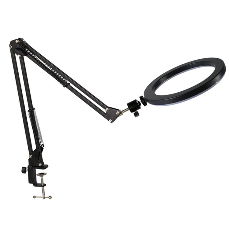 FP12 10 Inch Phone Live Broadcast Stand LED Fill Light Selfie Beauty Desktop Still Life Food Overhead Photography Stand, Specification: PTZ + 26CM Ring Lamp