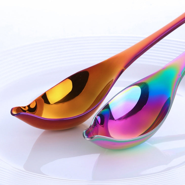 Household Kitchen Stainless Steel Seasoning Spoon 304 Thickened Tip Oil Spoon Mounting Spoon,Color: Silver