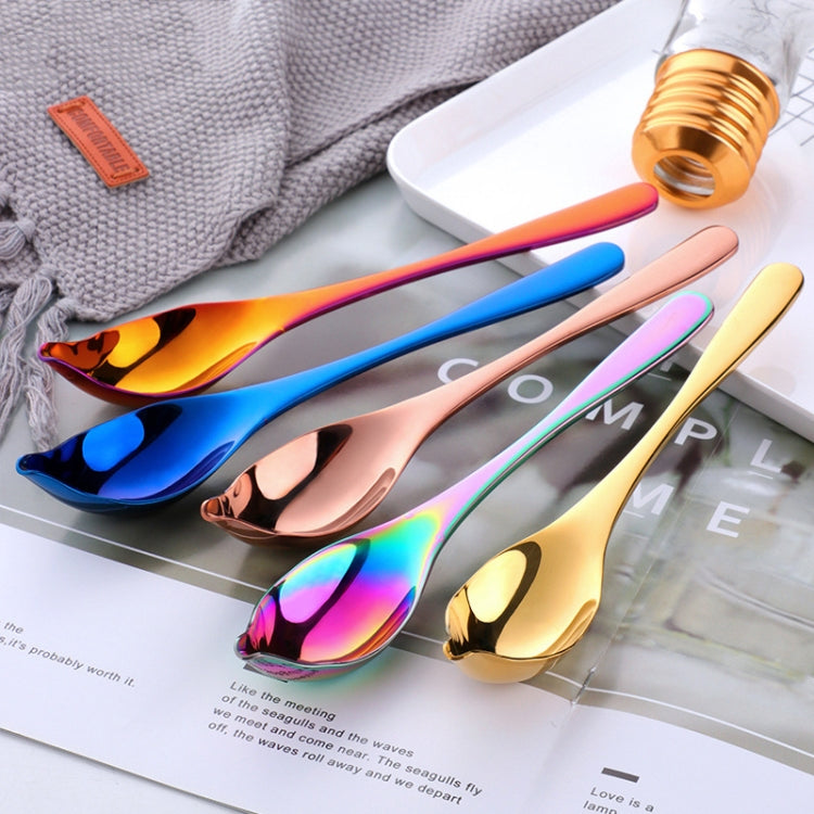 Household Kitchen Stainless Steel Seasoning Spoon 304 Thickened Tip Oil Spoon Mounting Spoon,Color: Gold