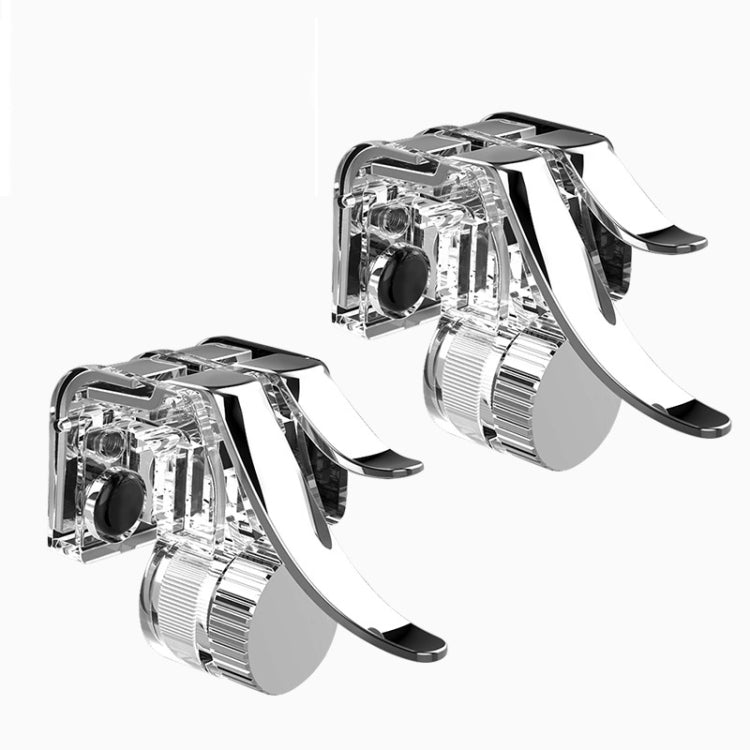 2 Pairs R11s Push Type Six-Finger Linkage Auxiliary Button Metal Transparent Game Handle For 4.7-6.5 Inch Mobile Phones(R11s Transparent)