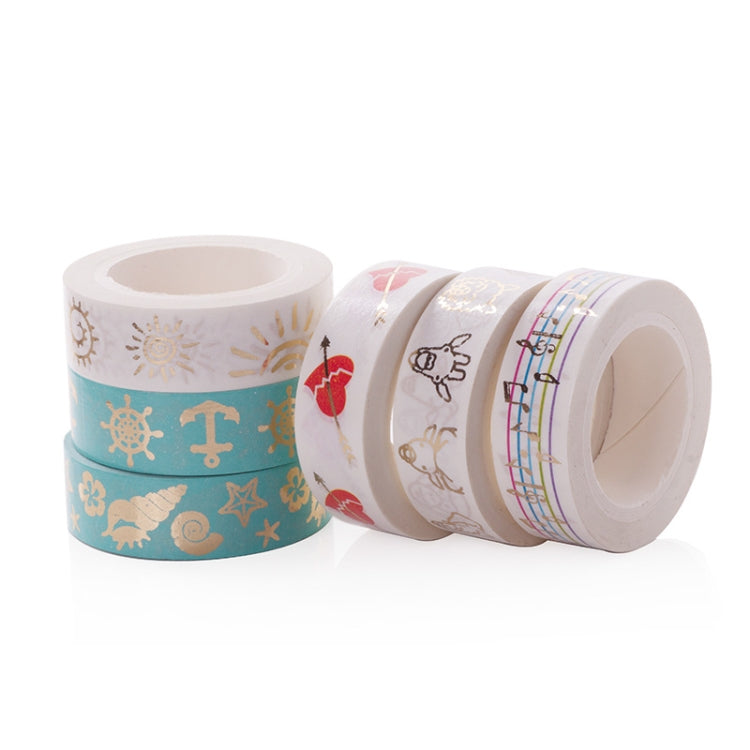 6 Rolls Bronzing Paper Tape Decorative Album Paper Hand Torn Stickers