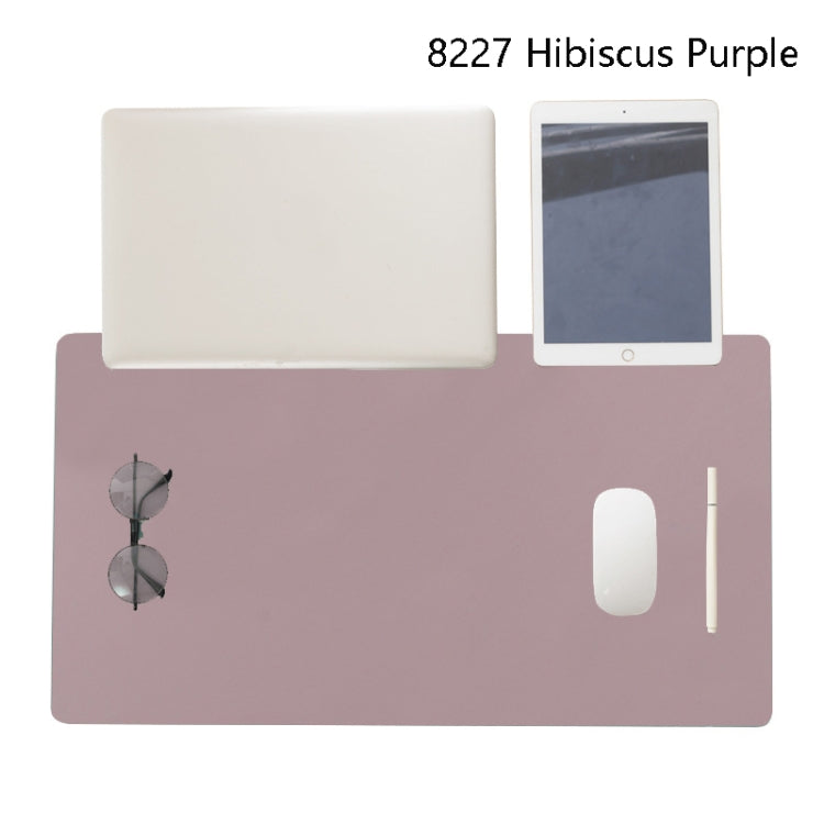 Double-Sided Leather Table Mat Waterproof Enlarged Mouse Keyboard Pad, Pattern: 8227 Hibiscus Purple