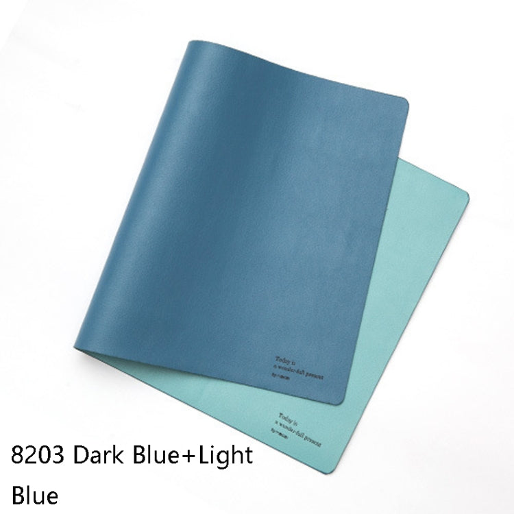 Double-Sided Leather Table Mat Waterproof Enlarged Mouse Keyboard Pad, Pattern: 8203 Dark Blue+Light Blue