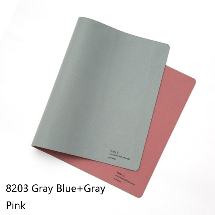 Double-Sided Leather Table Mat Waterproof Enlarged Mouse Keyboard Pad, Pattern: 8203 Gray Blue+Gray Pink