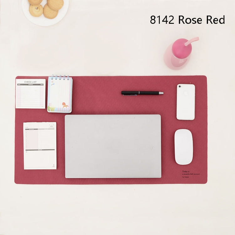 Double-Sided Leather Table Mat Waterproof Enlarged Mouse Keyboard Pad, Pattern: 8142 Rose Red