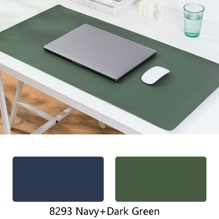 Double-Sided Leather Table Mat Waterproof Enlarged Mouse Keyboard Pad, Pattern: 8293 Navy+Dark Green