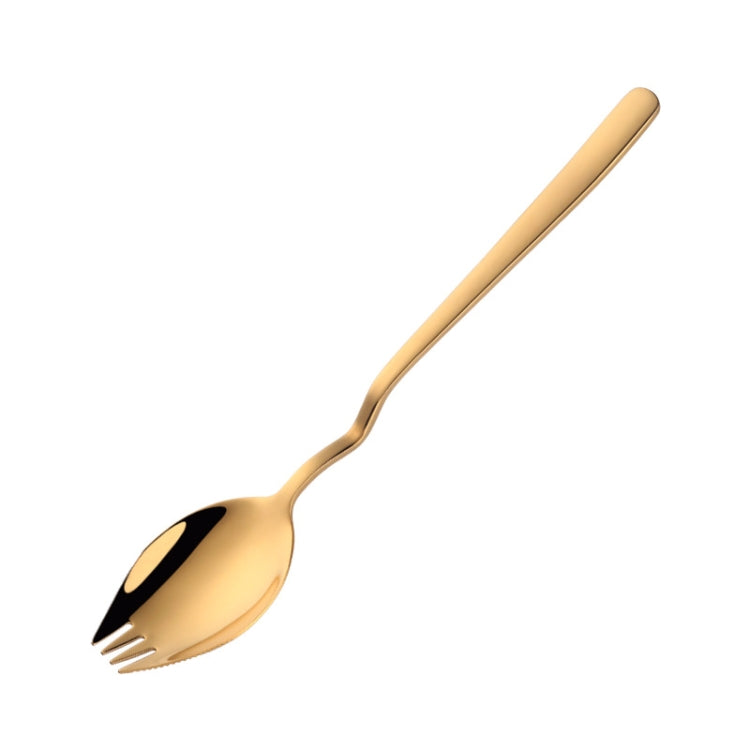 3 PCS Stainless Steel Instant Noodle Fork Multi-Purpose V-Shaped Knife Fork And Spoon All-In-One Tableware, Colour: Gold