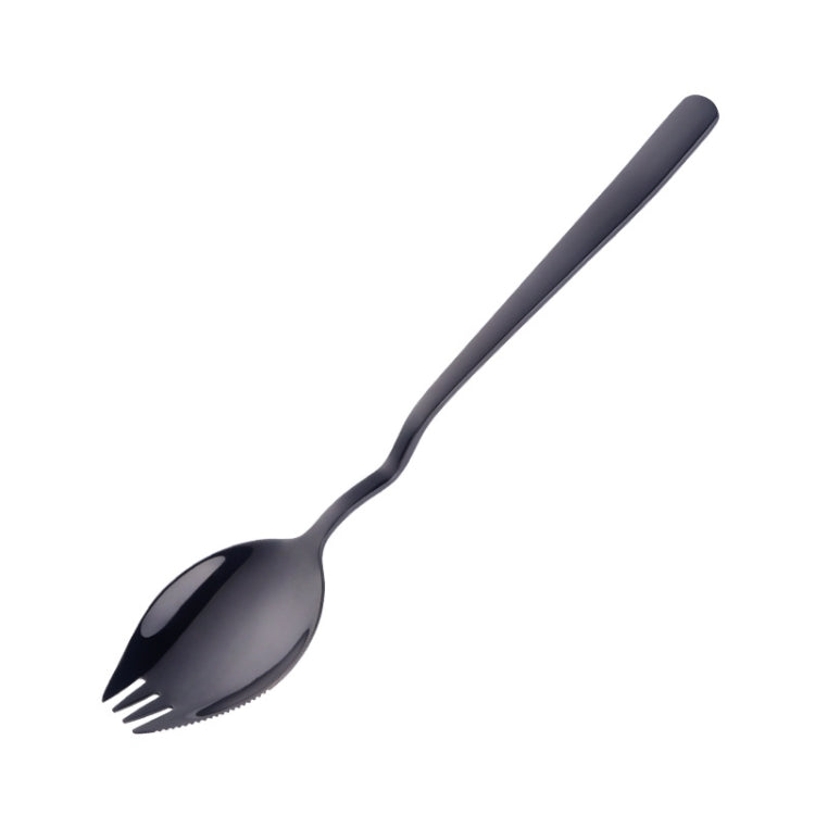 3 PCS Stainless Steel Instant Noodle Fork Multi-Purpose V-Shaped Knife Fork And Spoon All-In-One Tableware, Colour:  Black