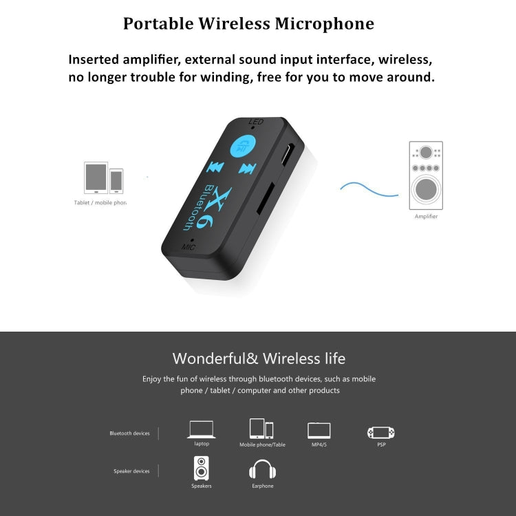 2 PCS BT-X6 3.5mm AUX Metal Adapter Car Bluetooth 5.0 Bluetooth Audio Receiver Speaker Adapter Can Insert TF Card & AUX Headset