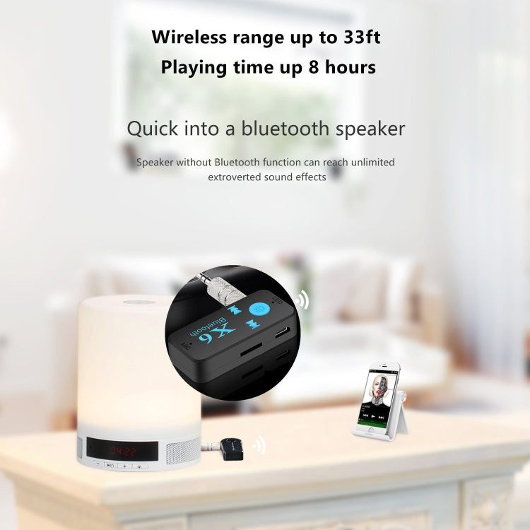 2 PCS BT-X6 3.5mm AUX Metal Adapter Car Bluetooth 5.0 Bluetooth Audio Receiver Speaker Adapter Can Insert TF Card & AUX Headset