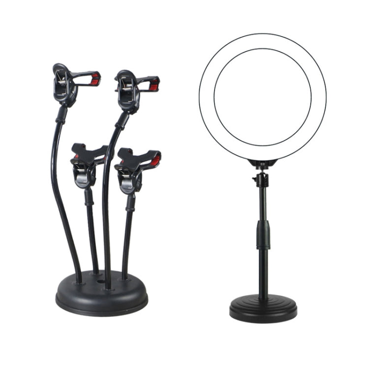 LX-03 Phone Selfie Beauty Live Support LED Fill Light Desktop Multi-Camera Photo Photography Support, Specification: Four-bit + 26CM Ring Lamp
