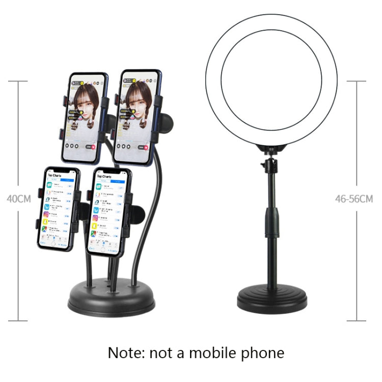 LX-03 Phone Selfie Beauty Live Support LED Fill Light Desktop Multi-Camera Photo Photography Support, Specification: Four-bit + 26CM Ring Lamp