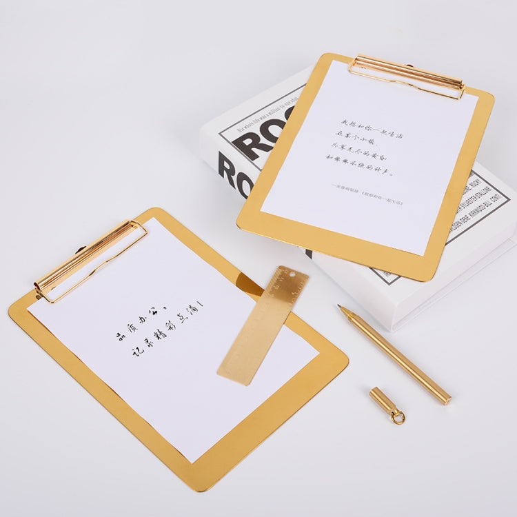 YT-XZB A4 Gold Stainless Steel Writing Board Multi-Function Metal File Splint, Specification: Small