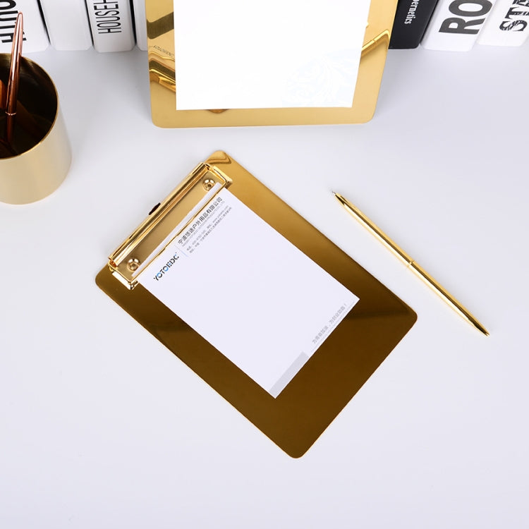 YT-XZB A4 Gold Stainless Steel Writing Board Multi-Function Metal File Splint, Specification: Small