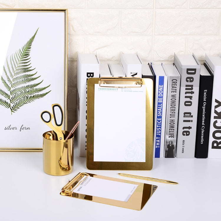 YT-XZB A4 Gold Stainless Steel Writing Board Multi-Function Metal File Splint, Specification: Small
