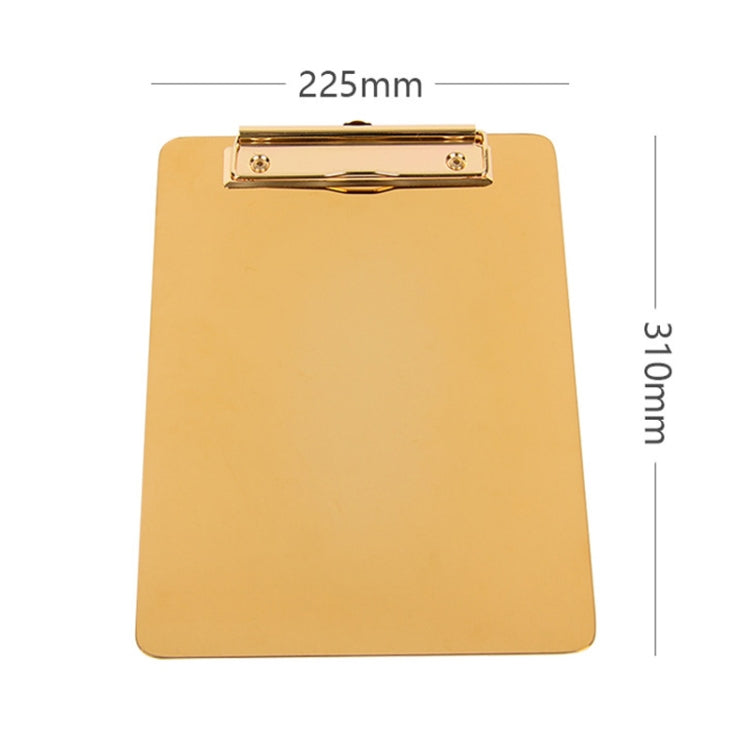 YT-XZB A4 Gold Stainless Steel Writing Board Multi-Function Metal File Splint, Specification: Large