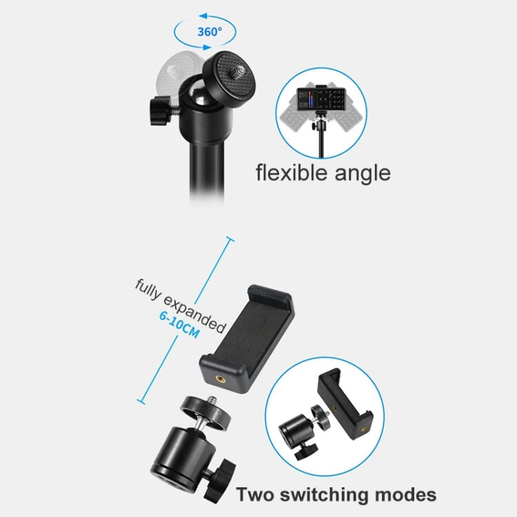 Phone Live Support LED Fill Light Video Recording Desktop Still Life Painting And Calligraphy Food Overhead Photography Support, Specification: 55CM Bracket + Phone Clip