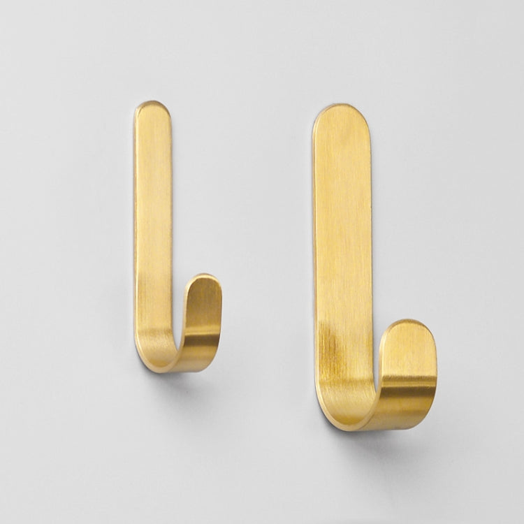 4 PCS Brass Gold Color Brushed Hook Punch-Free Metal Hanging Hook, Specification: Small