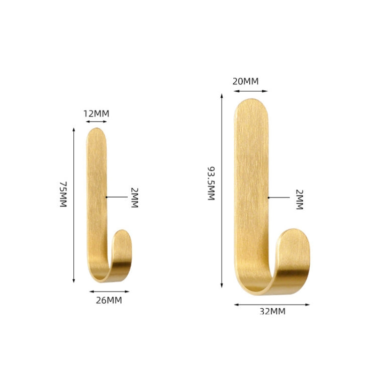 4 PCS Brass Gold Color Brushed Hook Punch-Free Metal Hanging Hook, Specification: Small