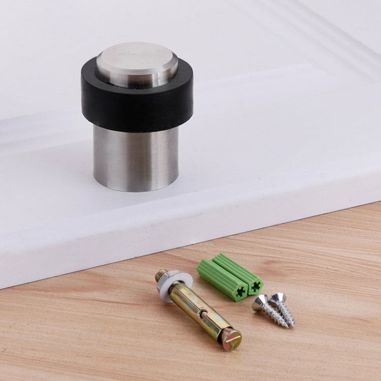 2 PCS Rubber Anti-Collision Door Gear Punching Stainless Steel Round Door Resistant Home Floor-Shaped Cylindrical Door Touch, Specification: 46mm Punch