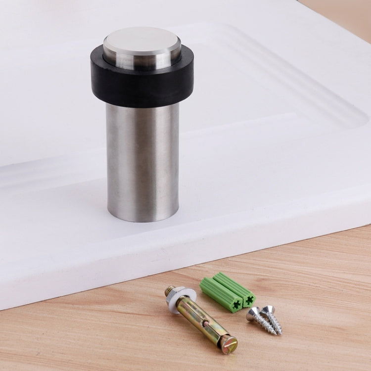 2 PCS Rubber Anti-Collision Door Gear Punching Stainless Steel Round Door Resistant Home Floor-Shaped Cylindrical Door Touch, Specification: 80mm Punch