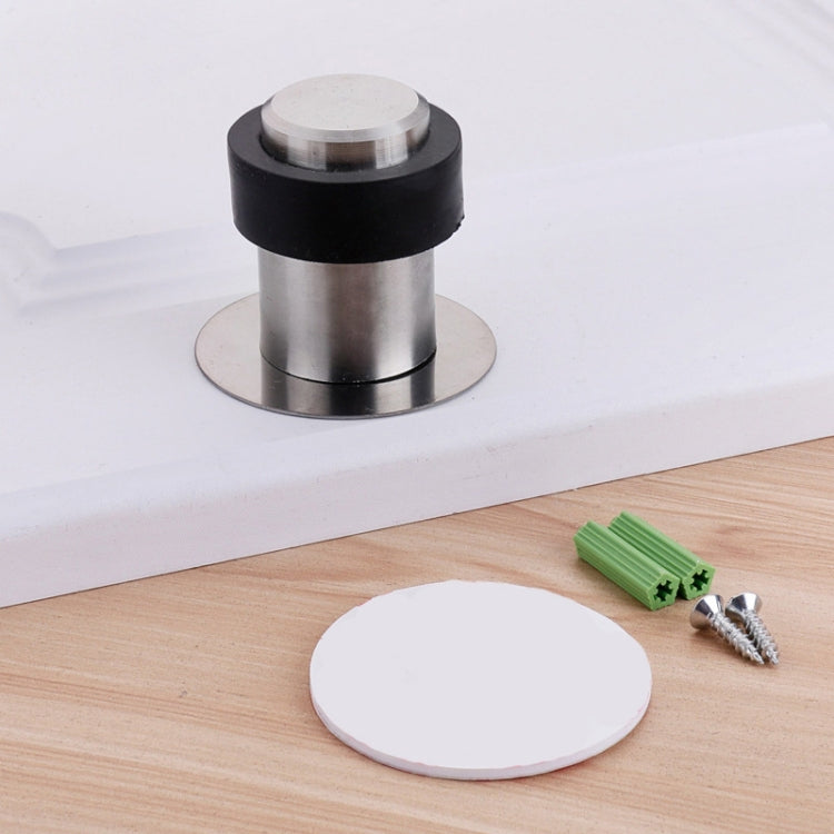 2 PCS Rubber Anti-Collision Door Gear Punching Stainless Steel Round Door Resistant Home Floor-Shaped Cylindrical Door Touch, Specification: 46mm Punch-free