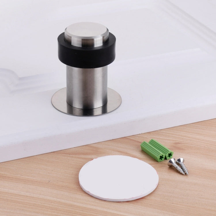2 PCS Rubber Anti-Collision Door Gear Punching Stainless Steel Round Door Resistant Home Floor-Shaped Cylindrical Door Touch, Specification: 60mm Punch-free