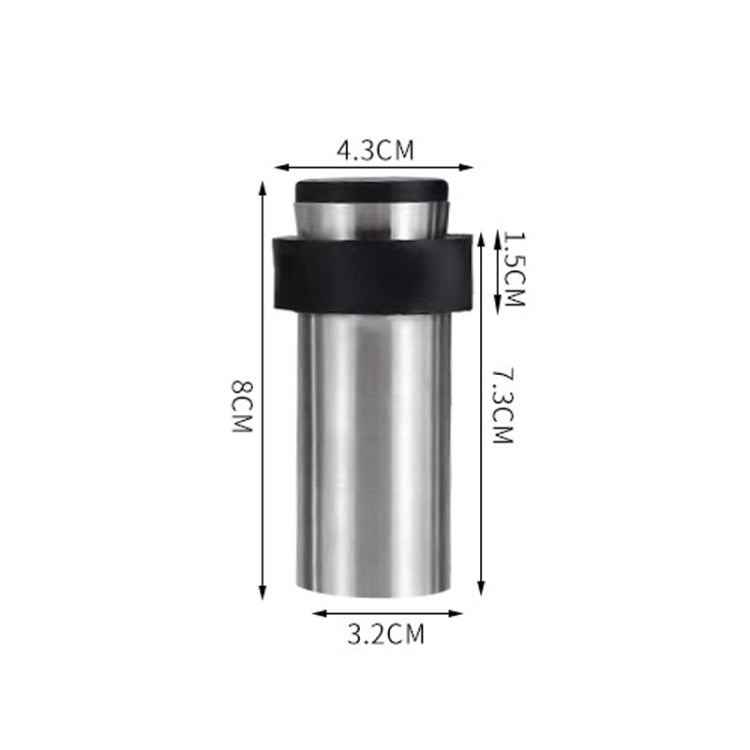 2 PCS Rubber Anti-Collision Door Gear Punching Stainless Steel Round Door Resistant Home Floor-Shaped Cylindrical Door Touch, Specification: 80mm Punch-free
