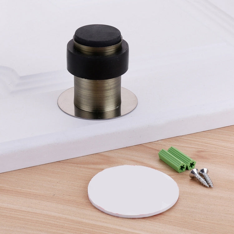 2 PCS Rubber Anti-Collision Door Gear Punching Stainless Steel Round Door Resistant Home Floor-Shaped Cylindrical Door Touch, Specification: Green Bronze 46mm With Plastic Head+Punch-free
