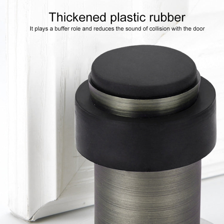 2 PCS Rubber Anti-Collision Door Gear Punching Stainless Steel Round Door Resistant Home Floor-Shaped Cylindrical Door Touch, Specification: Green Bronze 46mm With Plastic Head+Punch-free