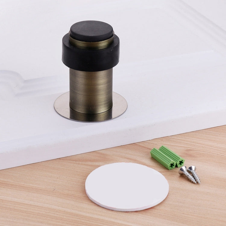 2 PCS Rubber Anti-Collision Door Gear Punching Stainless Steel Round Door Resistant Home Floor-Shaped Cylindrical Door Touch, Specification: Green Bronze 60mm With Plastic Head+Punch-free