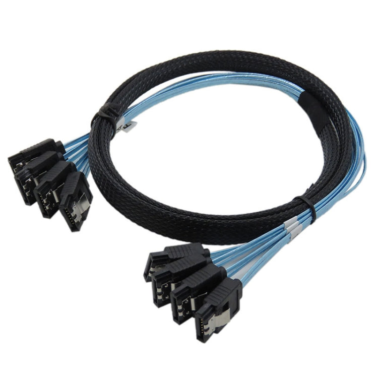 Mini SAS to SATA Data Cable With Braided Net Computer Case Hard Drive Cable,specification: 4SATA-1m
