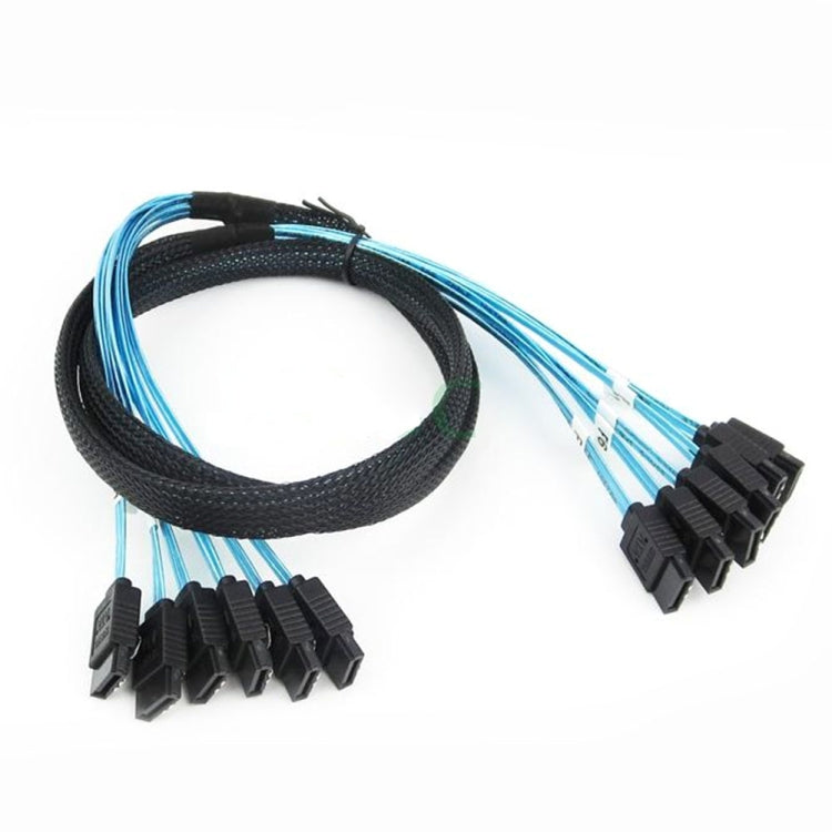 Mini SAS to SATA Data Cable With Braided Net Computer Case Hard Drive Cable,specification: 6SATA-1m