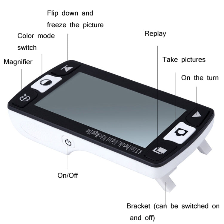 FD43 Elderly Newspaper Reading Aid Reader Low Vision Portable Vision Aid(Black White Button)