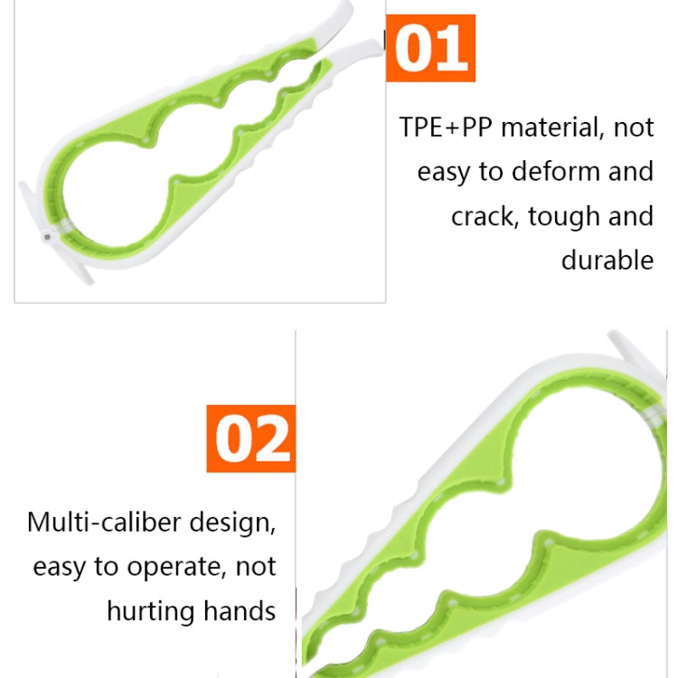 6 PCS Multifunctional Silicone Non-Slip Bottle Opener Household Safety Can Opener(White + Green)