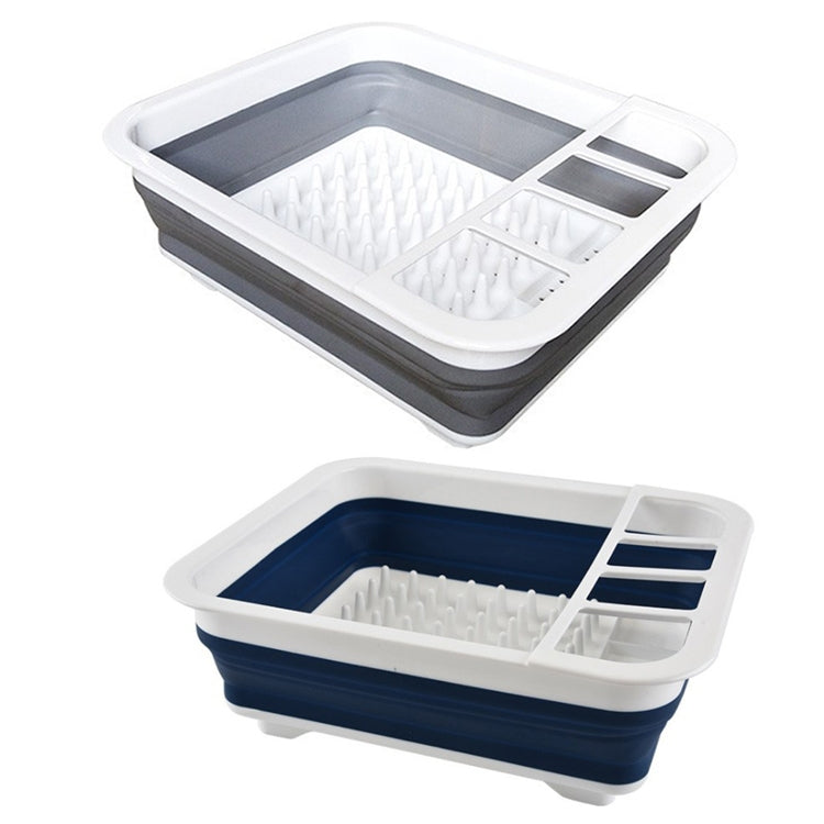2 PCS Silicone Folding Drainage Dish Rack Tableware Storage Box