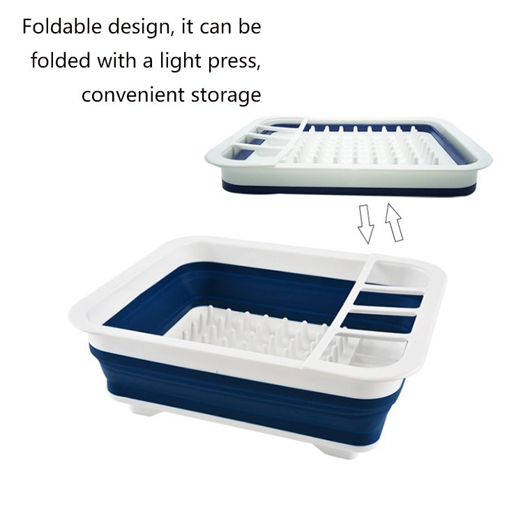 2 PCS Silicone Folding Drainage Dish Rack Tableware Storage Box