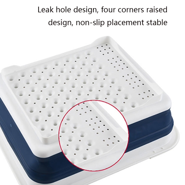 2 PCS Silicone Folding Drainage Dish Rack Tableware Storage Box