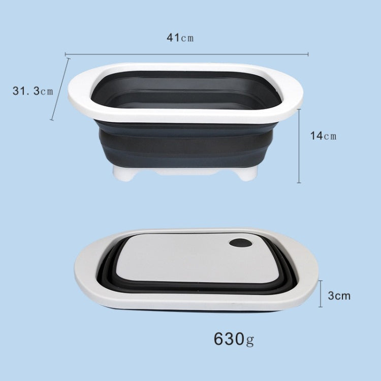 2 PCS Multifunctional Folding Cutting Board Travel Portable Basin Drain Basket(Coffee White)