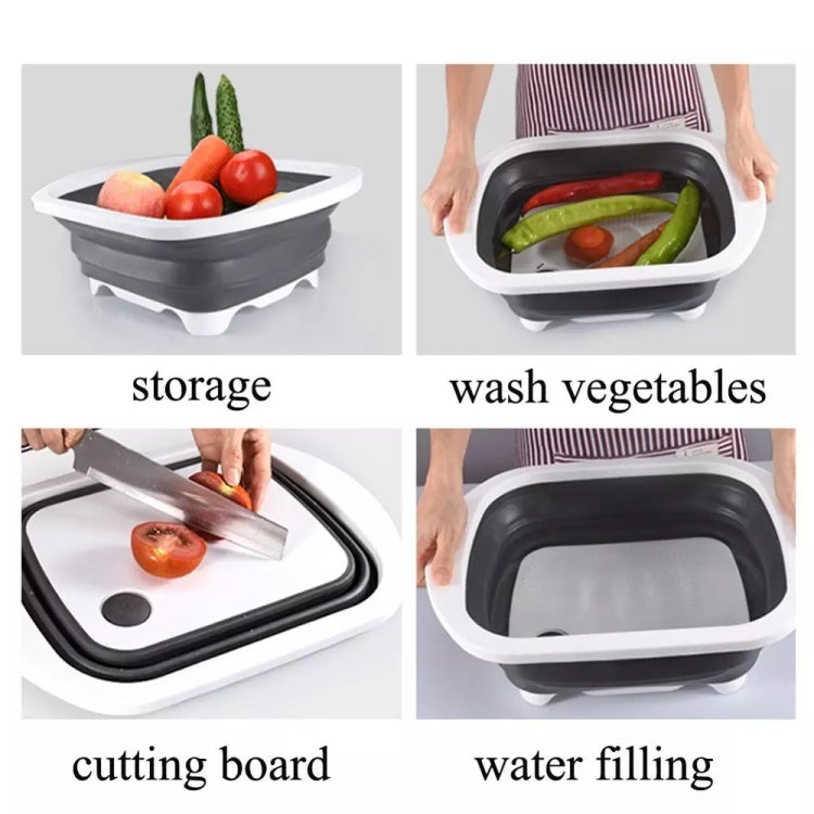 2 PCS Multifunctional Folding Cutting Board Travel Portable Basin Drain Basket(Coffee White)