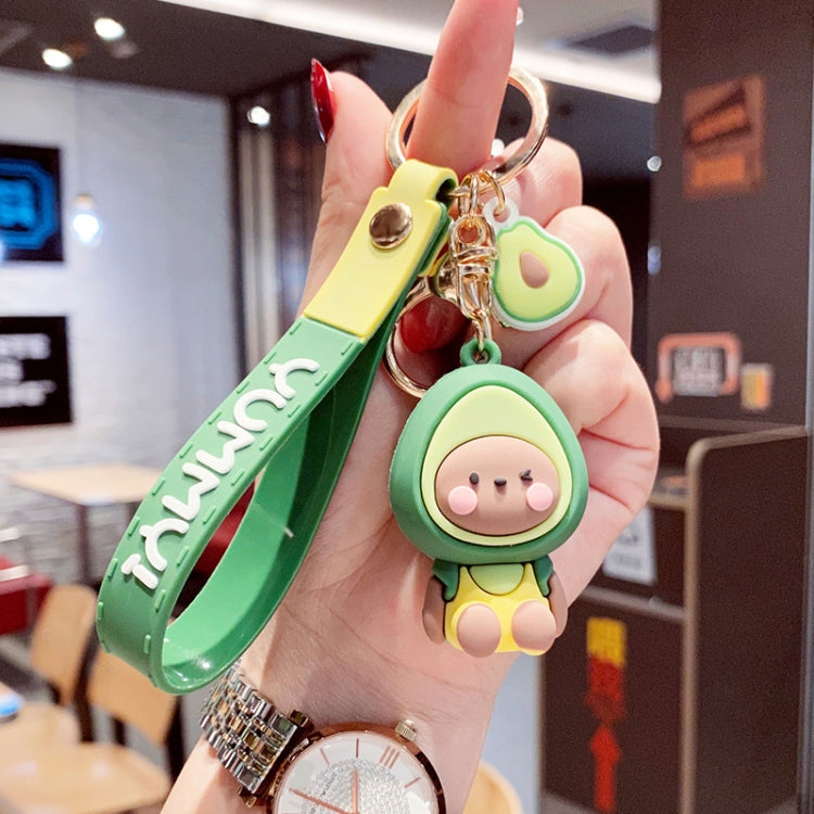 5 PCS Cartoon Animal Fruit Soft Rubber Doll Keychain School Bag Pendant