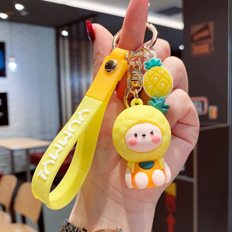 5 PCS Cartoon Animal Fruit Soft Rubber Doll Keychain School Bag Pendant