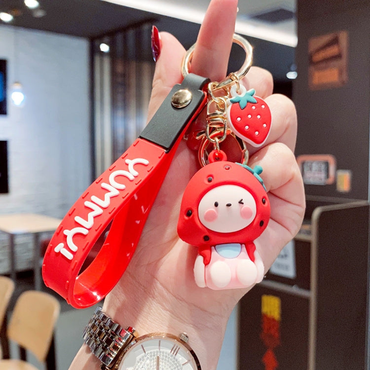 5 PCS Cartoon Animal Fruit Soft Rubber Doll Keychain School Bag Pendant