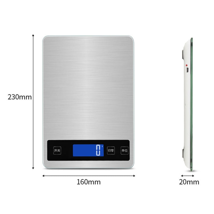 A10-1 Portable USB Kitchen Scale Household Food Baking Tea Quasi-Gram Weight Bench Scale, Specification: 5kg / 1g(White)