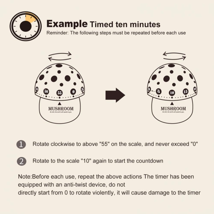 Cute Little Mushroom Mechanical Timer Kitchen Household Timer Student Reminder Random Color Delivery