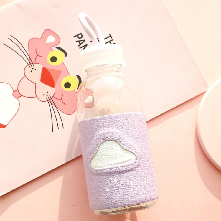 2 PCS Portable Cute Water Cup Leather Insulated Glass Cup with Leather Case
