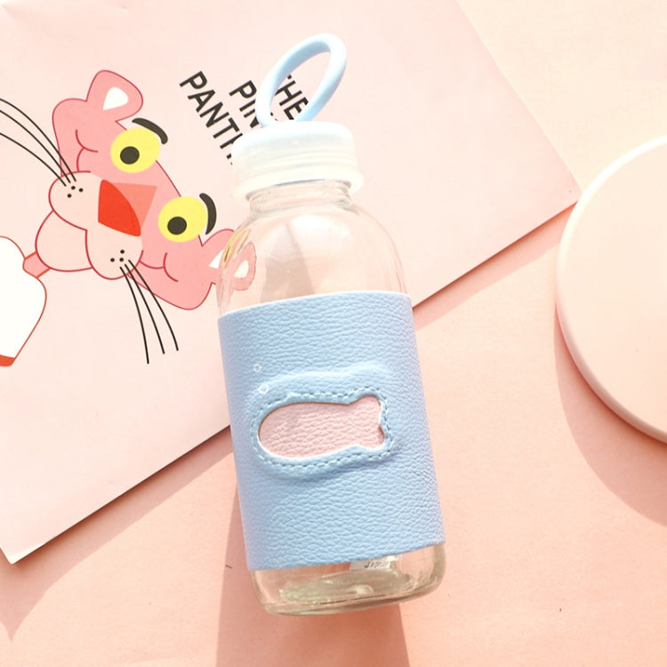 2 PCS Portable Cute Water Cup Leather Insulated Glass Cup with Leather Case