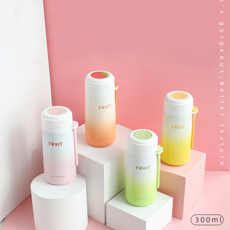 304 Stainless Steel Fruit Cup Cover Insulation Cup Gradual Color Portable Water Cup with Rope, Capacity: 300ml